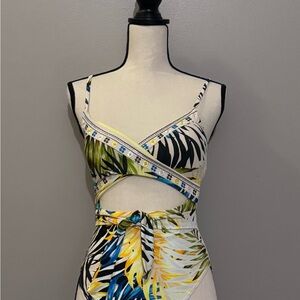 River Island Vibrant Leaf Print Swimsuit
